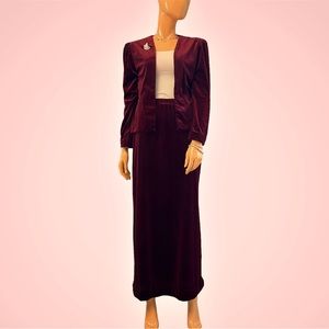 BOSTON MAID Vintage Velvet Maxi Matching Skirt Set